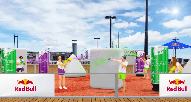 横浜ワールドポーターズ　カラーシューティングイベント「Red Bull COLOR SPLASH - Green vs Purple -」を開催！